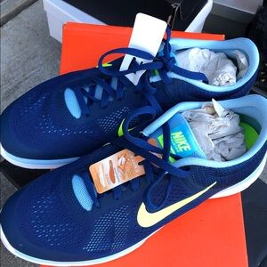 Nike Navy and Lime Sneakers